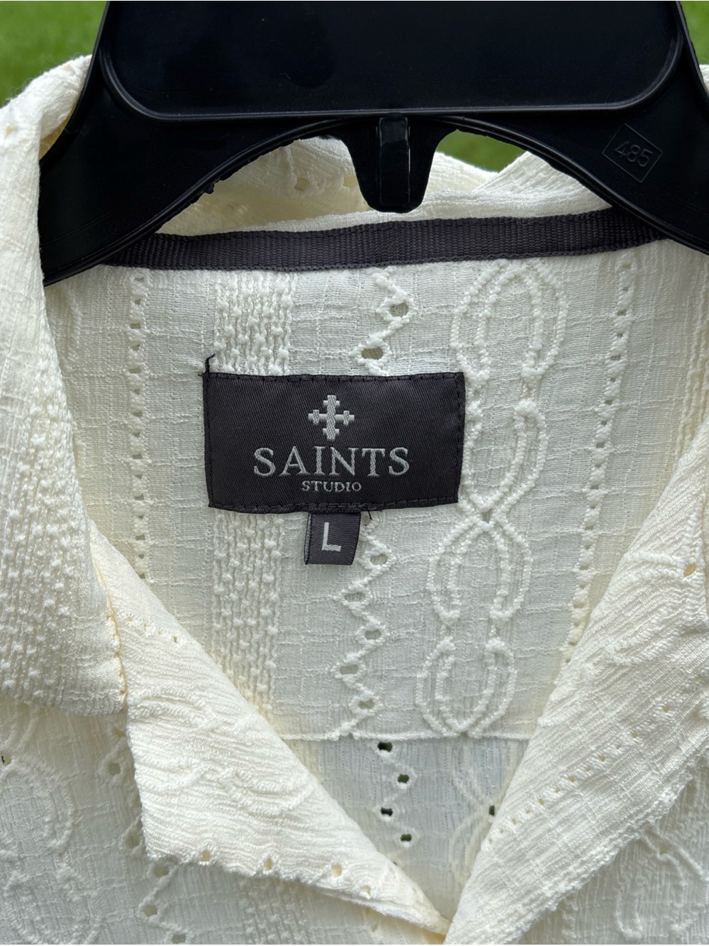 Saints Cream Textured Short-Sleeve Button-Down Shirt - Picture 3 of 5